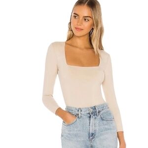 Intimately Free People Nude Brown Tan Square neckline Seamless Bodysuit
